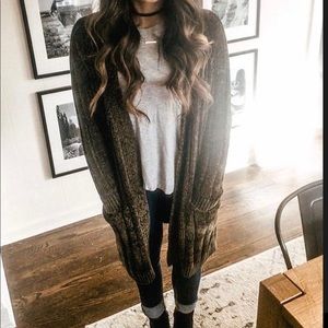 Anthropologie Green Chenille Oversized Cardigan